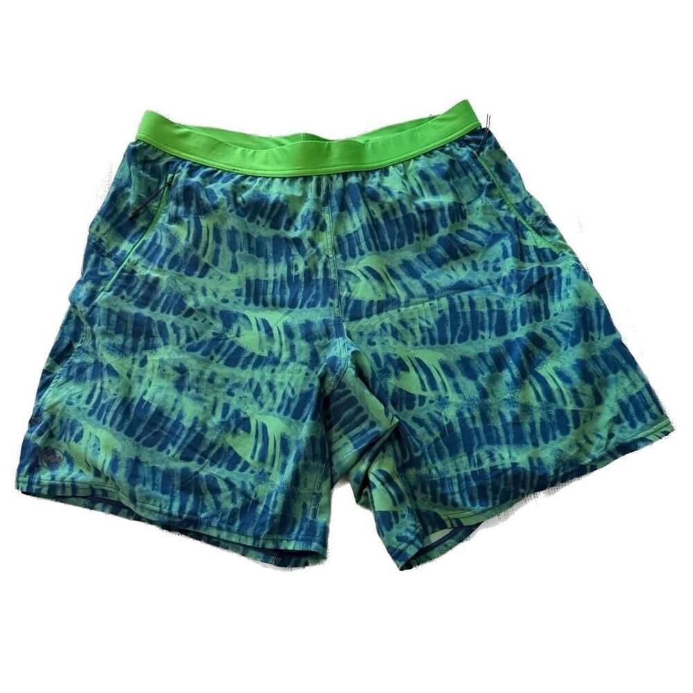 Janji Men's Running Shorts Size M Green Blue Patterned